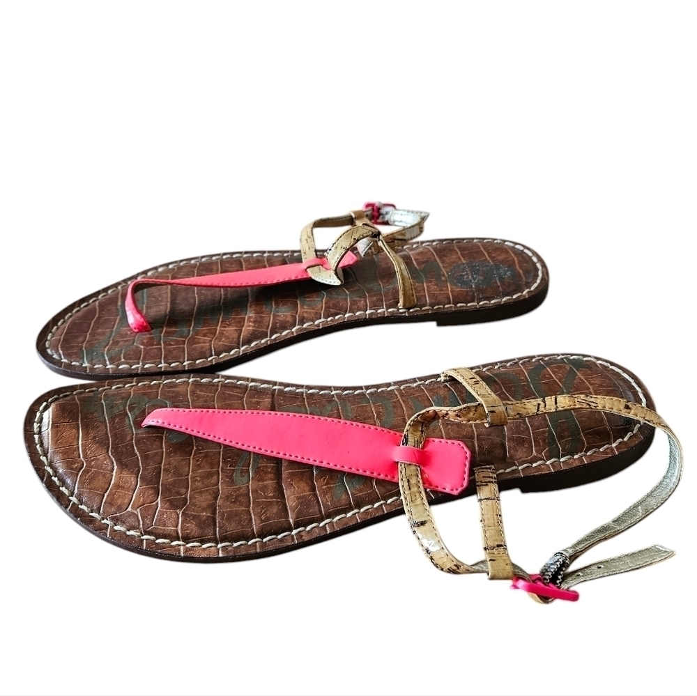 Sam Edelman GIGI Pink Gladiator Style T-Strap Thong Sandals Women's Size 8.5 - Picture 3 of 8
